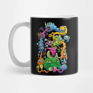 Monstrous creatures in a spooky messy scene Mug